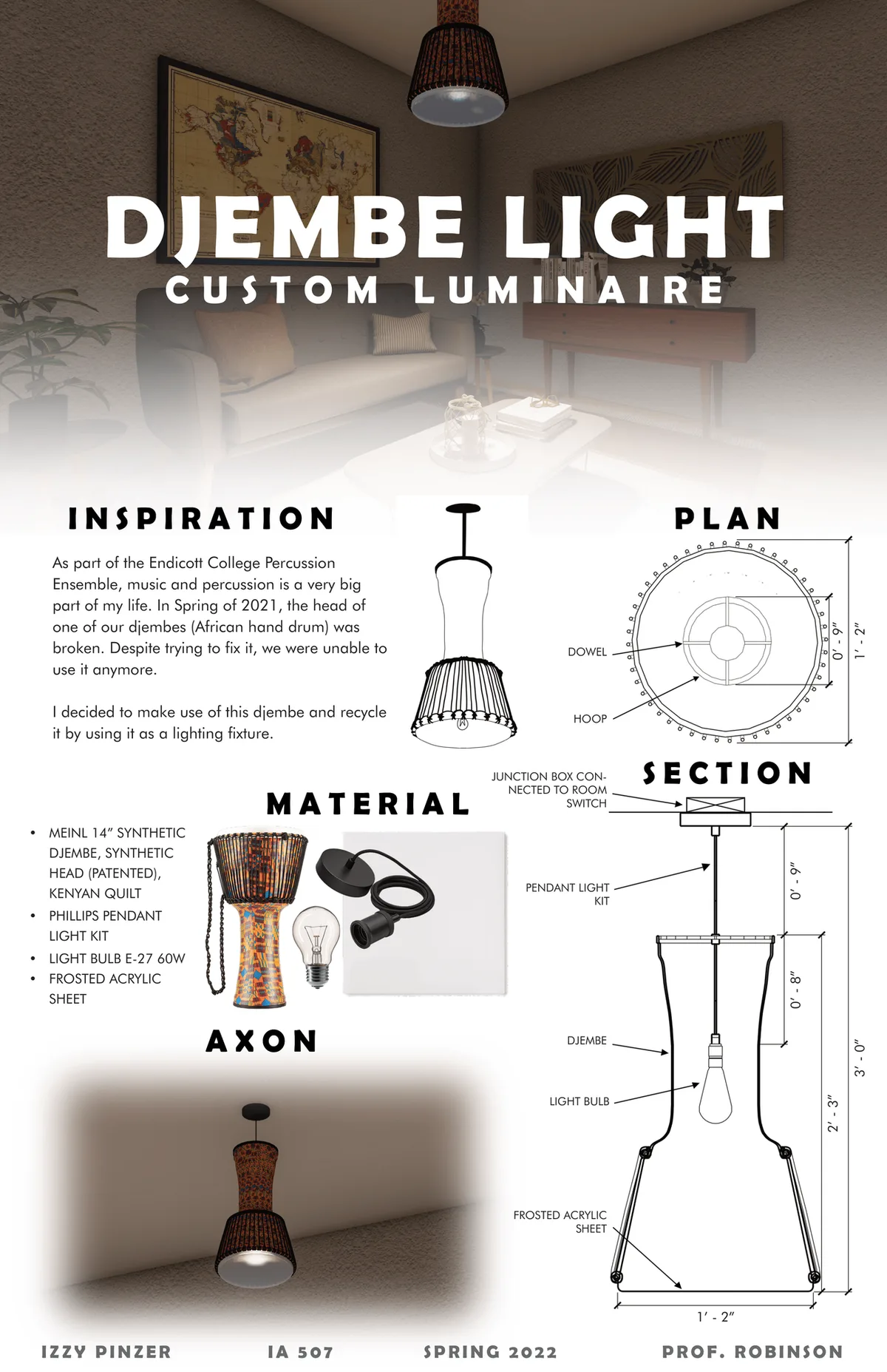 Custom Luminaire Djembe 1